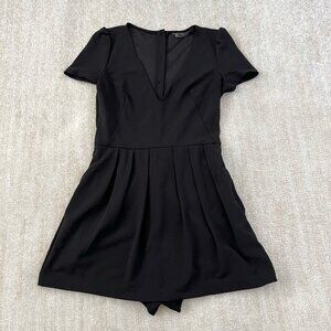 Zara Trafaluc Pleated Black Romper Mini Dress M